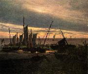 Caspar David Friedrich Schiffe im Hafen am Abend Spain oil painting artist